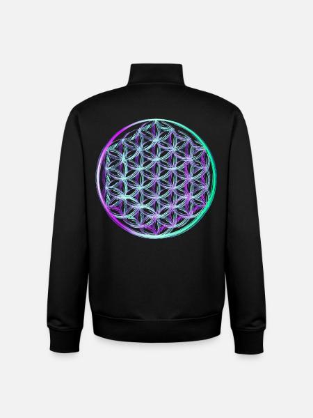 Fleur de Vie - Sweat zippé unisexe en coton bio Stanley/Stella - noir