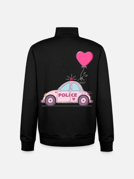 Police Heart Pink - Unisex Organic Zip Sweatshirt by Stanley/Stella - black