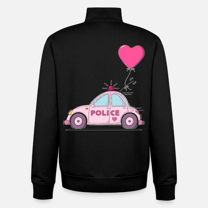 Police Heart Pink - Unisex Organic Zip Sweatshirt by Stanley/Stella - black