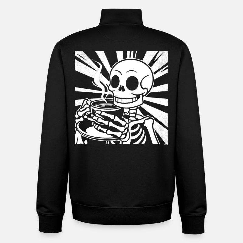 Squelette buvant du café - Sweat zippé unisexe en coton bio Stanley/Stella - noir