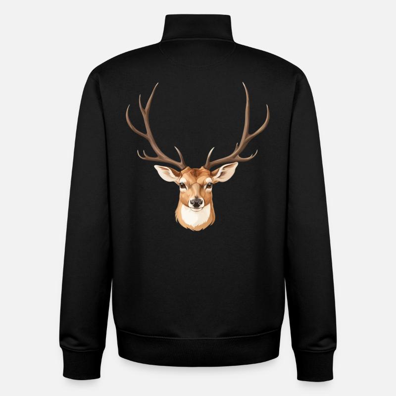 Tête de cerf mignonne - Sweat zippé unisexe en coton bio Stanley/Stella - noir