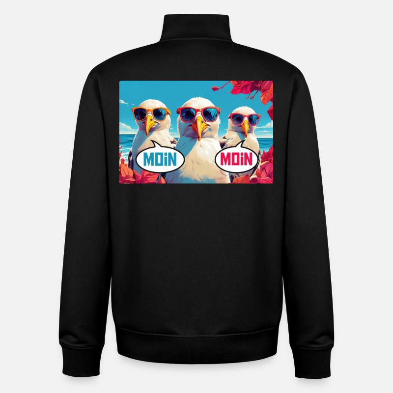Moin Moin Möwen - Unisex Organic Zip Sweatshirt von Stanley/Stella - Schwarz