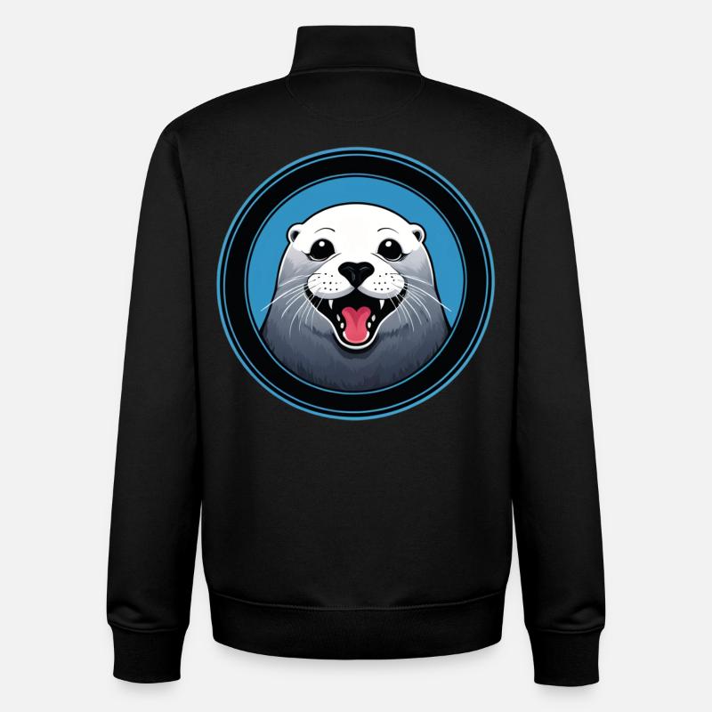 Sceau joyeux - Sweat zippé unisexe en coton bio Stanley/Stella - noir