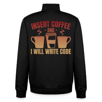 Kaffee einwerfen und Code schreiben - Unisex Organic Zip Sweatshirt von Stanley/Stella - Schwarz - Hinten - AI Model Male 185 light (185cm)