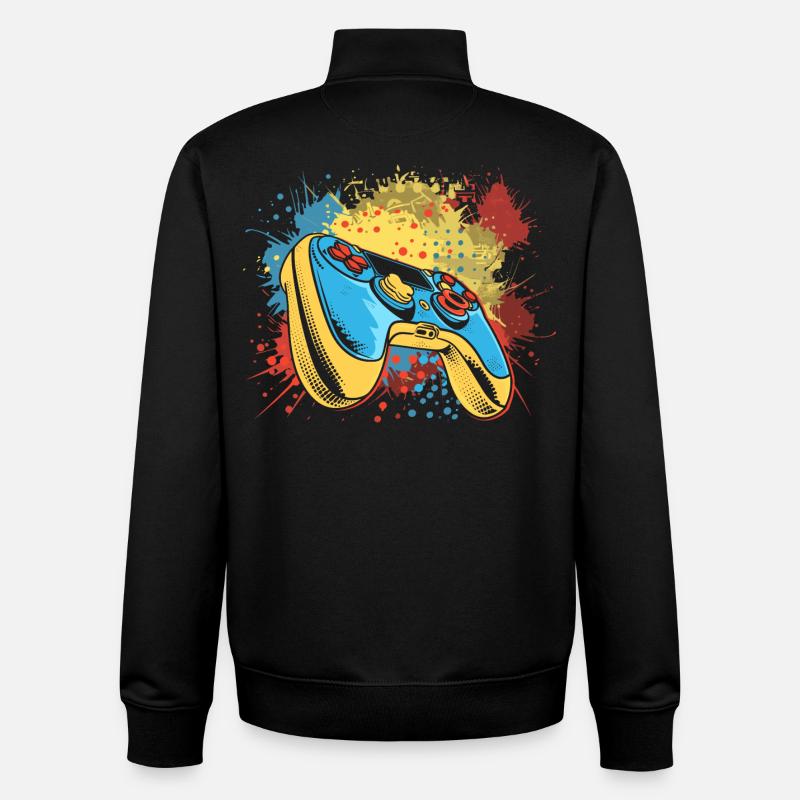 Graffiti de jeu - Sweat zippé unisexe en coton bio Stanley/Stella - noir