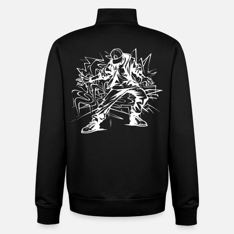 Breakdancer Drawing - Unisex Organic Zip Sweatshirt by Stanley/Stella - black