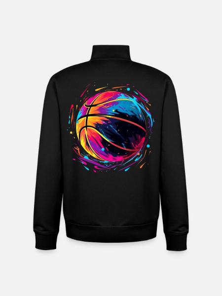 Retro Basketball Vaporwave - Unisex Organic Zip Sweatshirt by Stanley/Stella - black