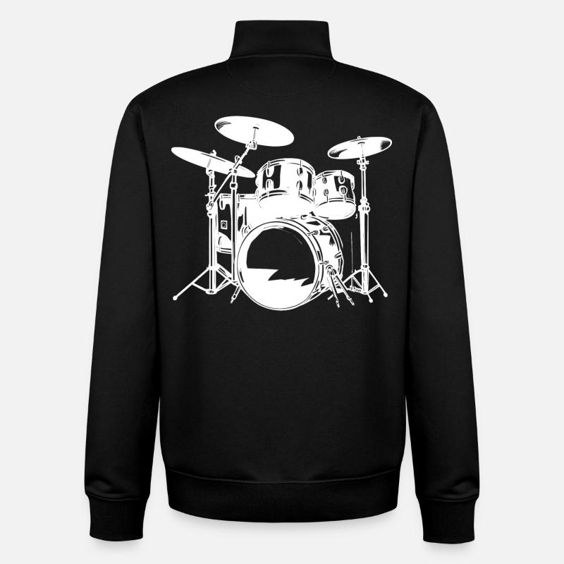 Drumkit Drawing - Unisex Organic Zip Sweatshirt by Stanley/Stella - black