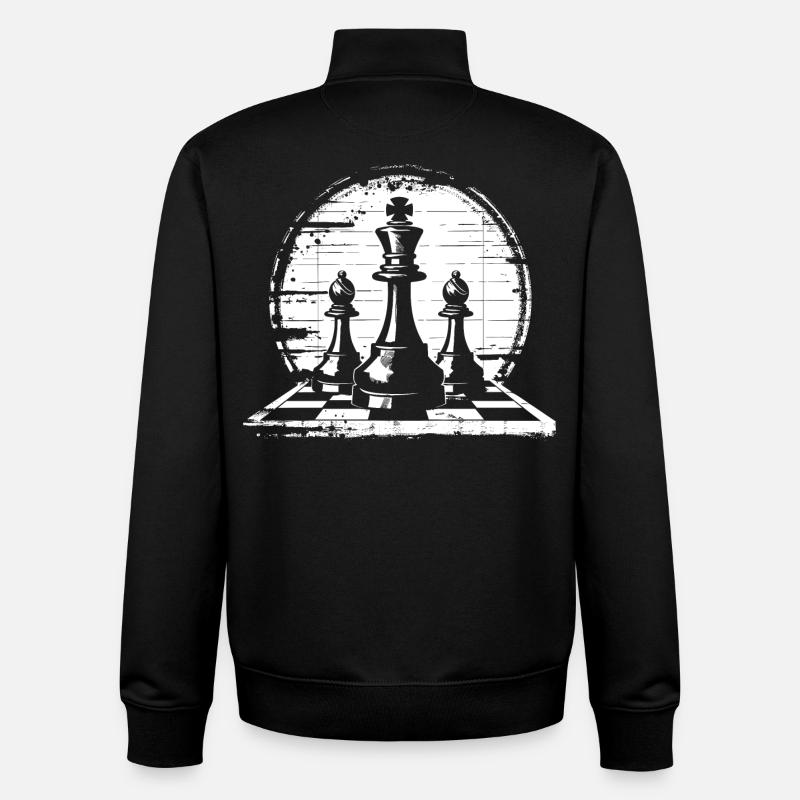 Graphiques de pièces d’échecs - Sweat zippé unisexe en coton bio Stanley/Stella - noir