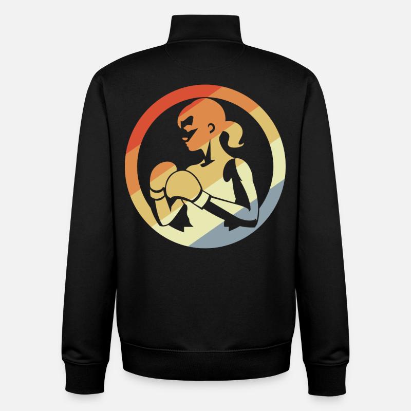 Boxer rétro - Sweat zippé unisexe en coton bio Stanley/Stella - noir