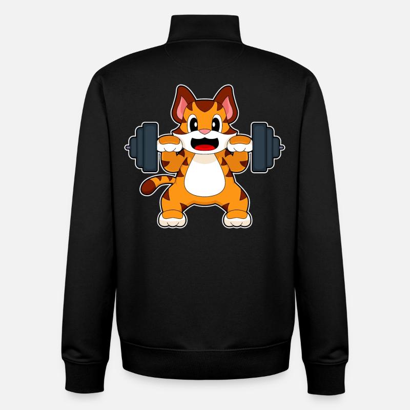 Tiger Bodybuilder Langhantel Bodybuilding - Unisex Organic Zip Sweatshirt von Stanley/Stella - Schwarz
