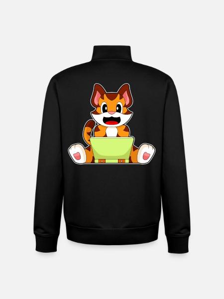 Tiger Laptop - Unisex Organic Zip Sweatshirt by Stanley/Stella - black