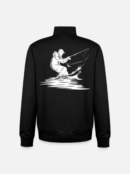 Fishing Drawing - Unisex Organic Zip Sweatshirt by Stanley/Stella - black