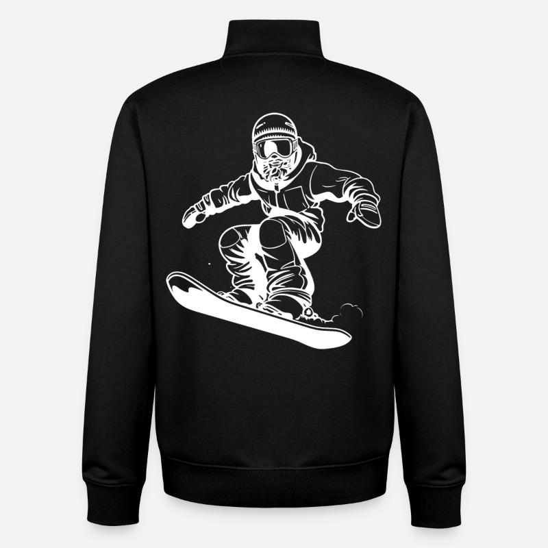Croquis de snowboarder - Sweat zippé unisexe en coton bio Stanley/Stella - noir