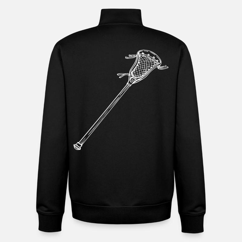 Lacrosse bat Drawing - Unisex Organic Zip Sweatshirt by Stanley/Stella - black