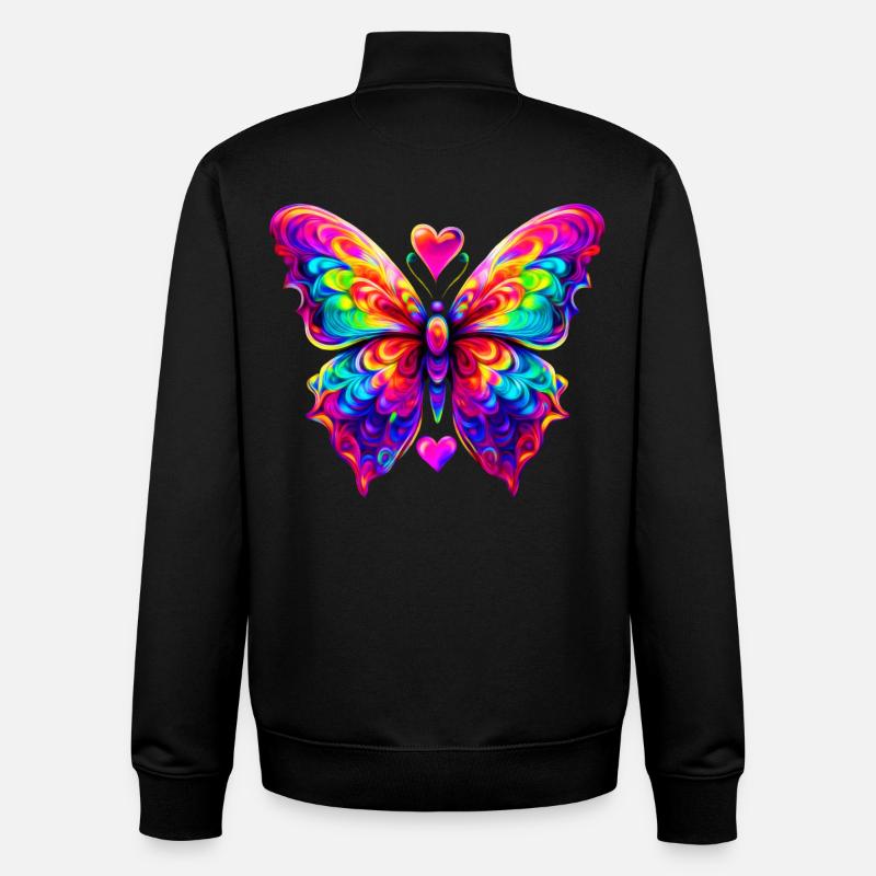 Bunter psychedelischer Schmetterling - Unisex Organic Zip Sweatshirt von Stanley/Stella - Schwarz
