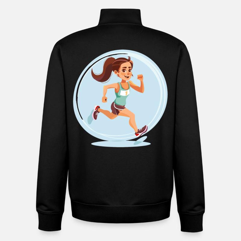 Coureur en style bande dessinée - Sweat zippé unisexe en coton bio Stanley/Stella - noir