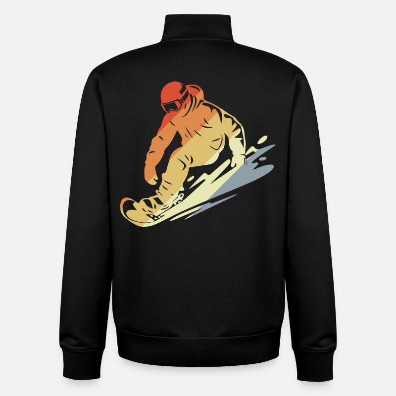 Snowboarder style rétro - Sweat zippé unisexe en coton bio Stanley/Stella - noir