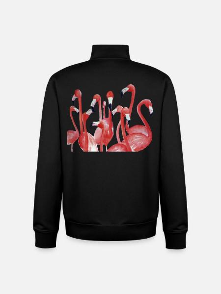 Vivid Flamingo Watercolour Ensemble - Unisex Organic Zip Sweatshirt by Stanley/Stella - black