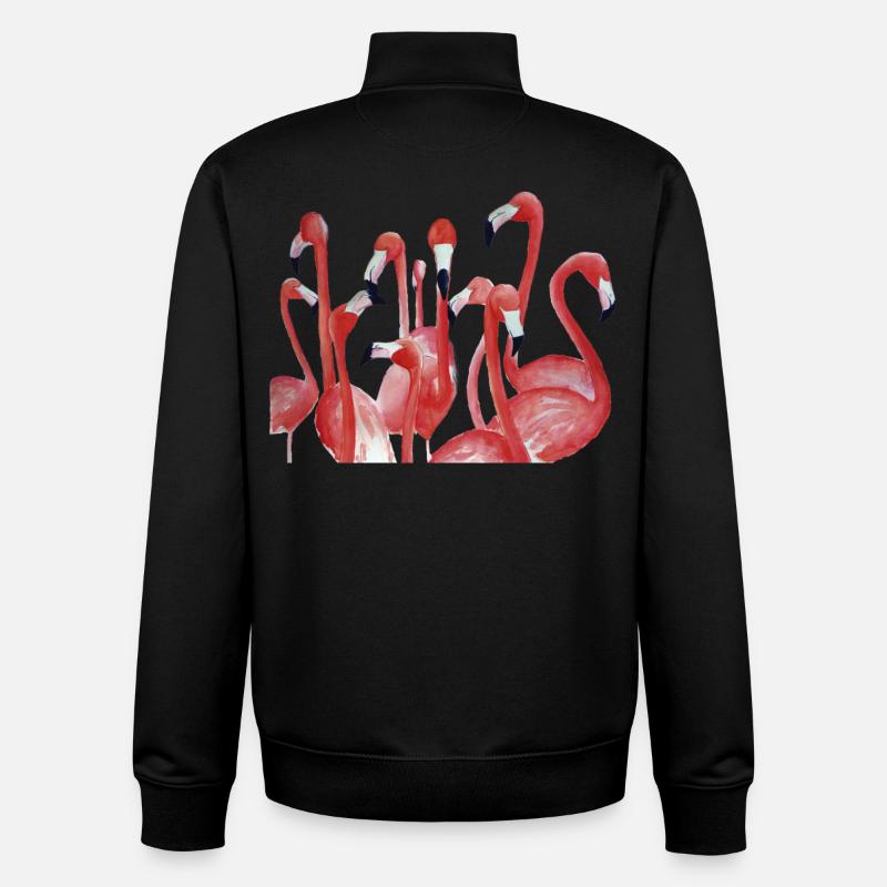 Ensemble d’aquarelle Vivid Flamingo - Sweat zippé unisexe en coton bio Stanley/Stella - noir