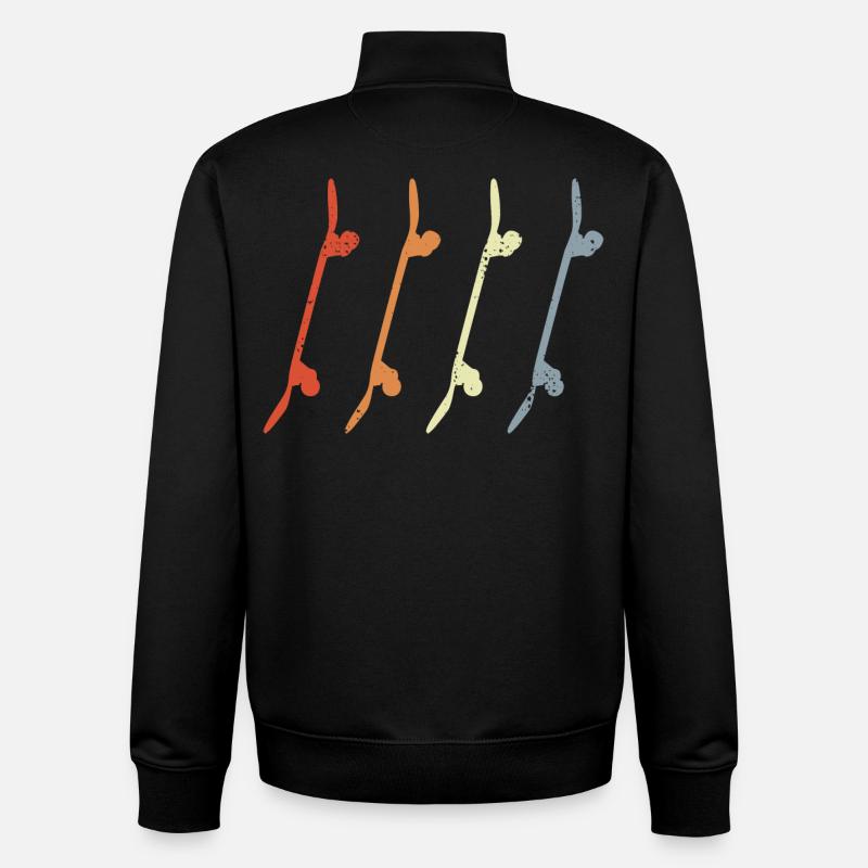 Skateboards Look Rétro - Sweat zippé unisexe en coton bio Stanley/Stella - noir