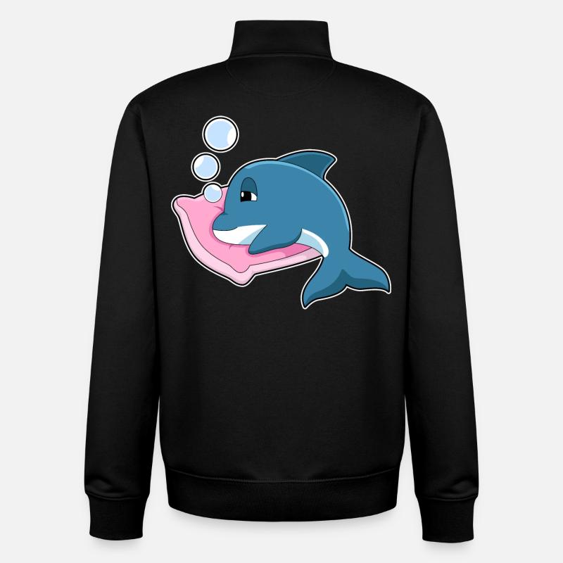 Dolphin Sleeping Pillow - Unisex Organic Zip Sweatshirt by Stanley/Stella - black