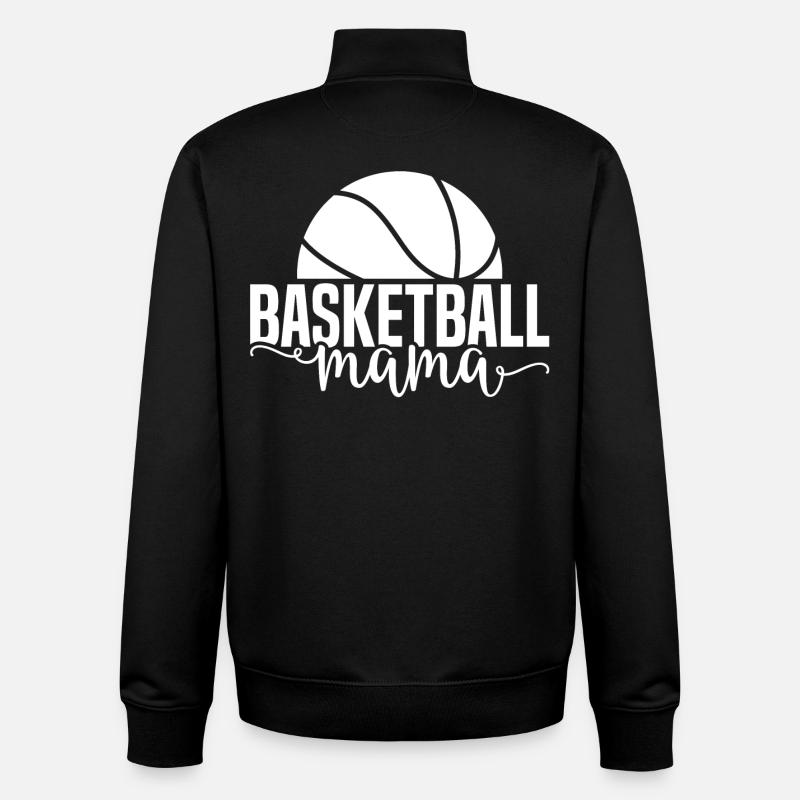 Maman basket blanc - Sweat zippé unisexe en coton bio Stanley/Stella - noir