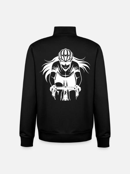 Female cyclist Drawing - Unisex Organic Zip Sweatshirt by Stanley/Stella - black