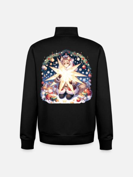 Chat mignon Manga Noël Design - Sweat zippé unisexe en coton bio Stanley/Stella - noir