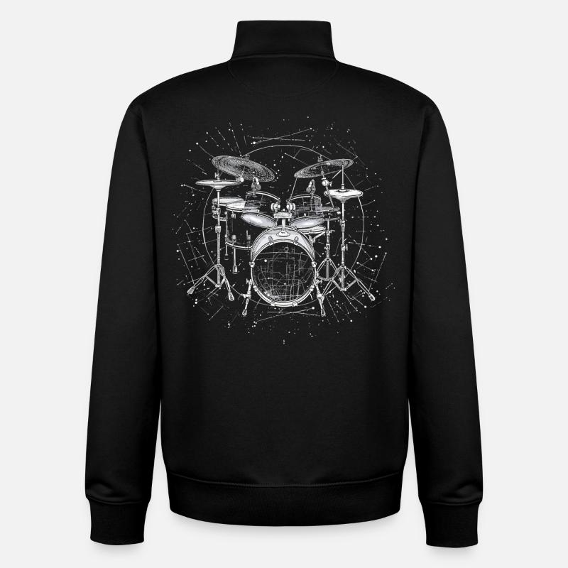 Croquis de tambour - Sweat zippé unisexe en coton bio Stanley/Stella - noir