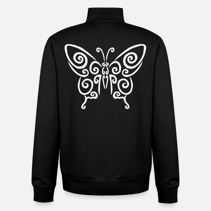 Symbole d'un papillon blanc - Sweat zippé unisexe en coton bio Stanley/Stella - noir