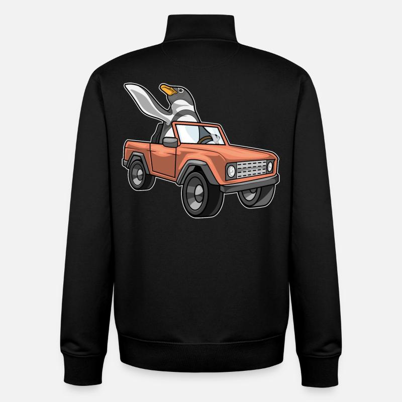 Voiture Pingouin - Sweat zippé unisexe en coton bio Stanley/Stella - noir