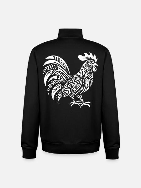 Coq Tribal - Sweat zippé unisexe en coton bio Stanley/Stella - noir