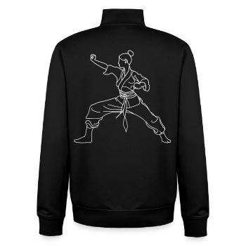Karate Girl One Line Drawing - Unisex Organic Zip Sweatshirt by Stanley/Stella - black - Back - AI Model Male 185 light (185cm)