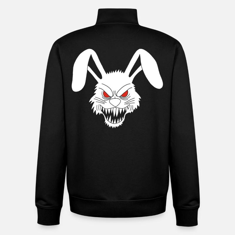 Lapin blanc démoniaque - Sweat zippé unisexe en coton bio Stanley/Stella - noir