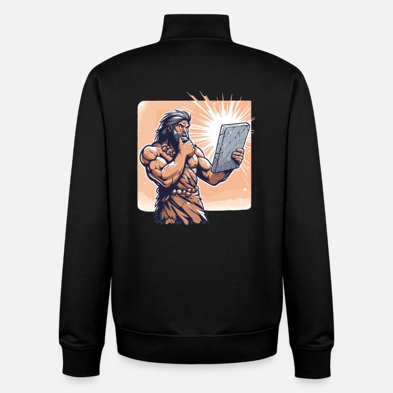 Ideenfindung Idee Höhlenmensch Steintafel Geschenk - Unisex Organic Zip Sweatshirt von Stanley/Stella - Schwarz