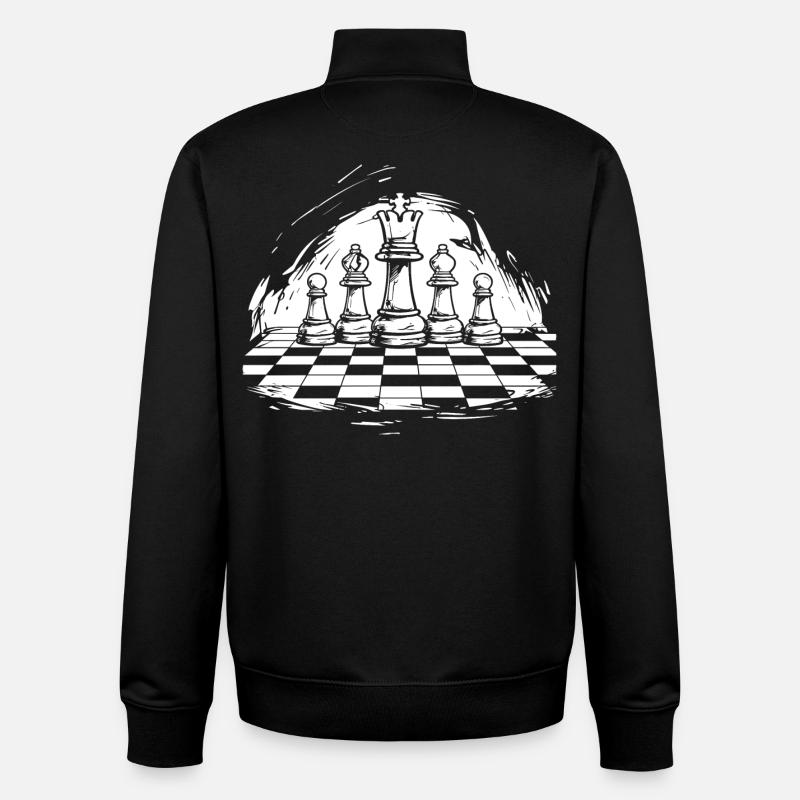 Dessin d’échecs - Sweat zippé unisexe en coton bio Stanley/Stella - noir