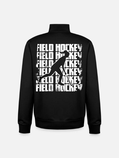 Funny field hockey player - Unisex Organic Zip Sweatshirt by Stanley/Stella - black