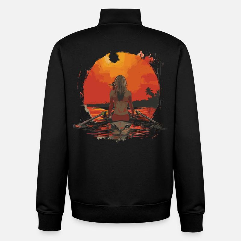 Rameur d’illustration - Sweat zippé unisexe en coton bio Stanley/Stella - noir