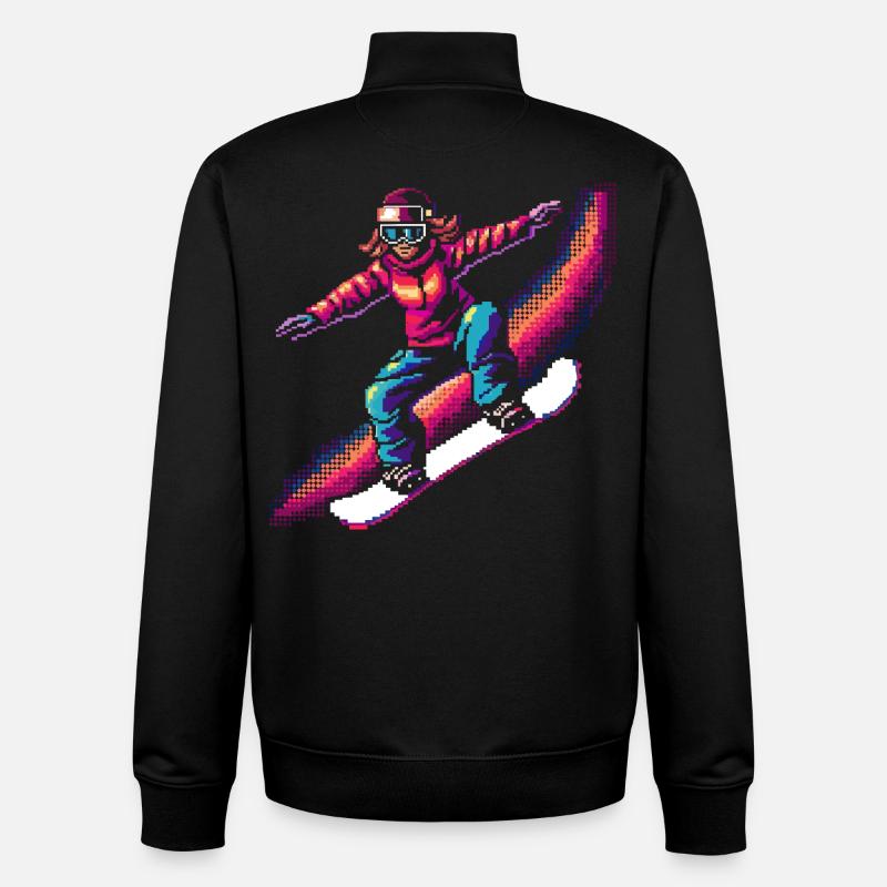 Snowboarding Pixel - Unisex Organic Zip Sweatshirt by Stanley/Stella - black