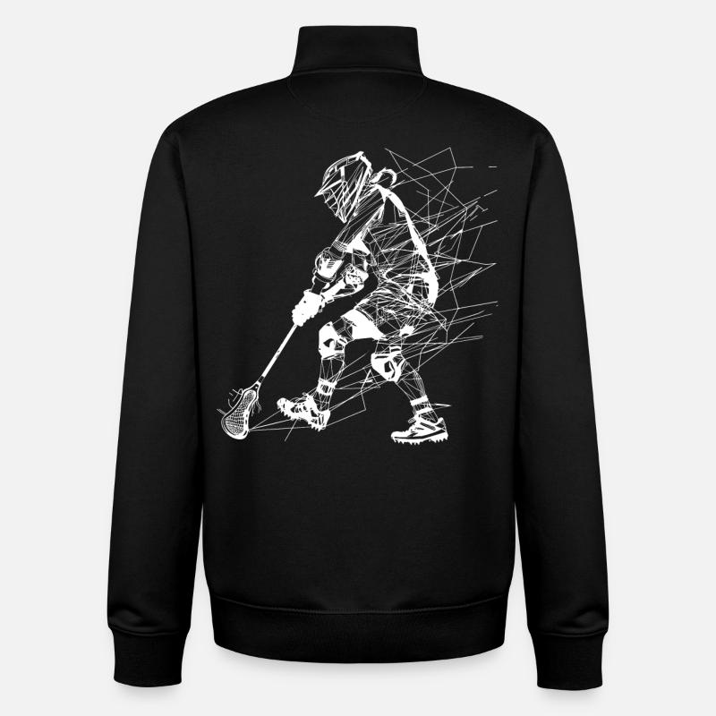 Lacrosse Player Line Art - Unisex Organic Zip Sweatshirt by Stanley/Stella - black