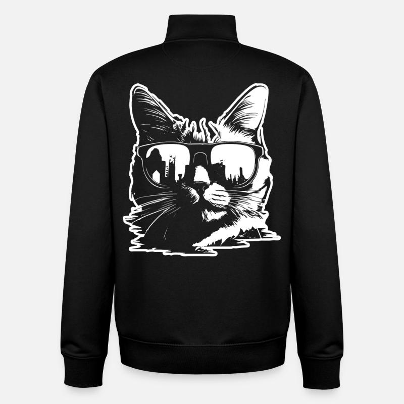 Sonnenbrille Katze Illustration - Unisex Organic Zip Sweatshirt von Stanley/Stella - Schwarz