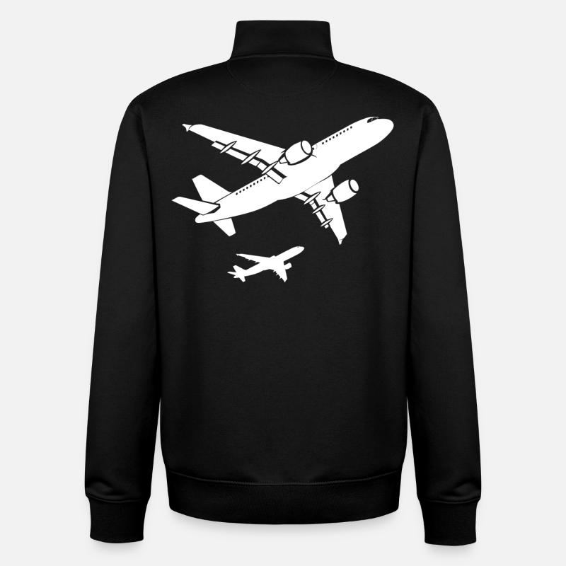 Dessin d’avion - Sweat zippé unisexe en coton bio Stanley/Stella - noir
