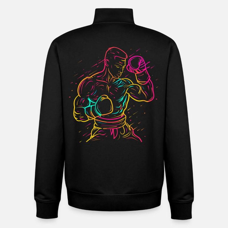 Kickboxer Drawing 80s Look - Unisex Organic Zip Sweatshirt by Stanley/Stella - black