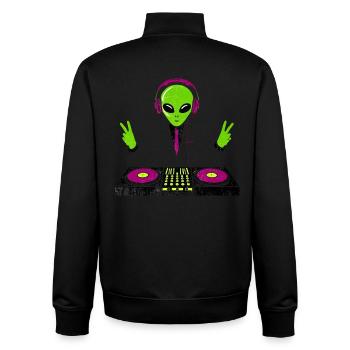 Funky Alien DJ – Peace and Beats Design - Sweat zippé unisexe en coton bio Stanley/Stella - noir - Dos - AI Model Male 185 light (185cm)