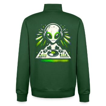 Alien DJ Vibes – Conception de rythmes verts cosmiques - Sweat zippé unisexe en coton bio Stanley/Stella - vert bouteille - Dos - AI Model Male 185 dark (185cm)