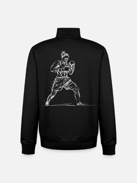 Female Boxer Sketch - Unisex Organic Zip Sweatshirt by Stanley/Stella - black