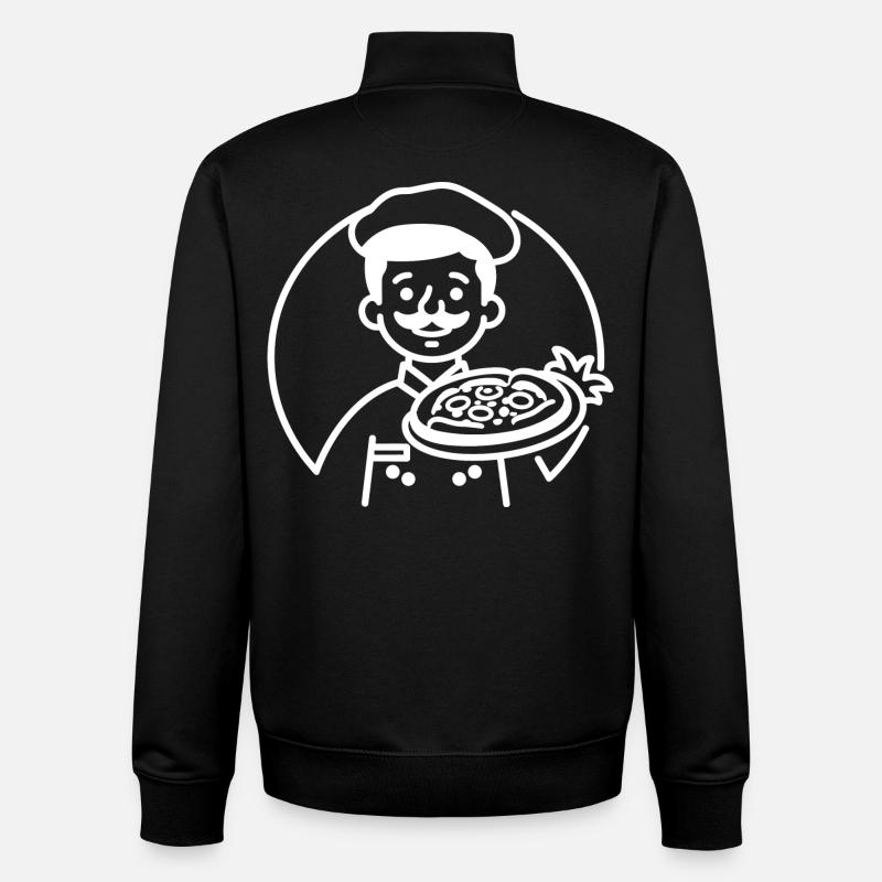 Pizzabäcker Line Art - Unisex Organic Zip Sweatshirt von Stanley/Stella - Schwarz