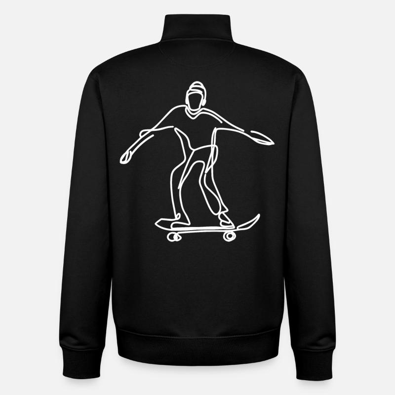 Skateboarder Drawing - Unisex Organic Zip Sweatshirt by Stanley/Stella - black