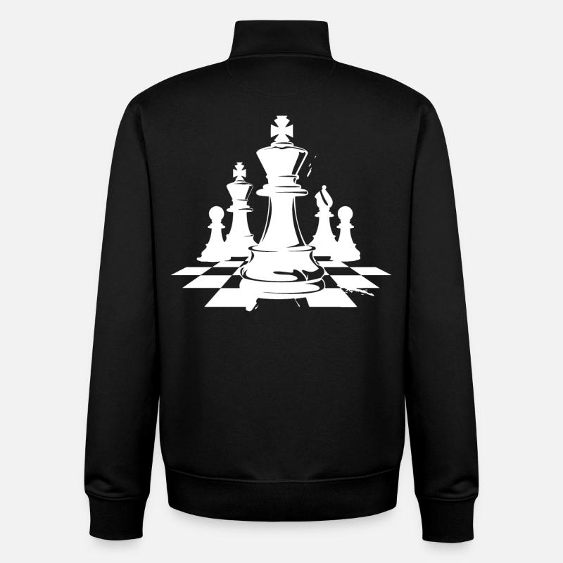 Chess Pieces Drawing - Unisex Organic Zip Sweatshirt by Stanley/Stella - black